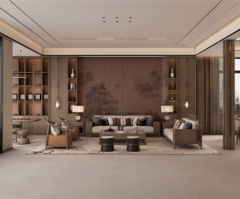 New Chinese Style A Living Room-ID:257369048