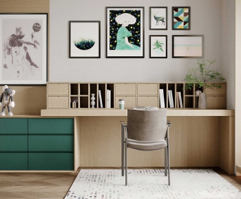 Modern Computer Desk And Chair-ID:587939988