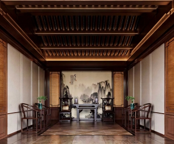 New Chinese Style A Living Room-ID:608890061