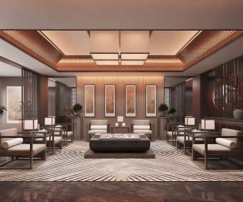 New Chinese Style A Living Room-ID:706996929