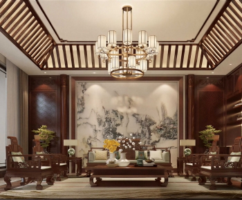 New Chinese Style A Living Room-ID:612647068