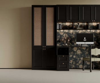 French Style Computer Desk And Chair-ID:563150885