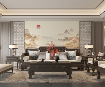 New Chinese Style A Living Room-ID:980120909