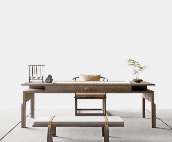 New Chinese Style Computer Desk And Chair-ID:742482901