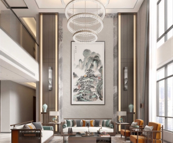 New Chinese Style A Living Room-ID:597250941