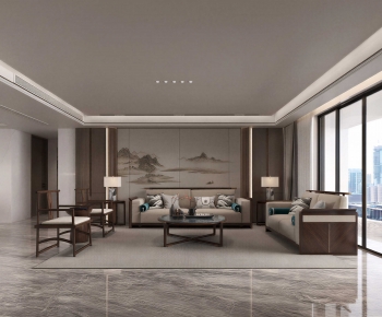 New Chinese Style A Living Room-ID:896503937