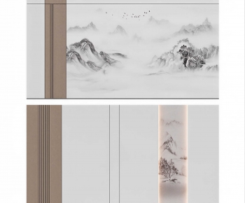 New Chinese Style TV Wall-ID:893166076