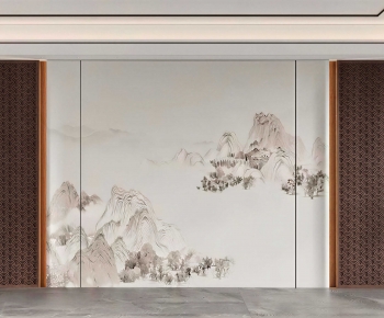 New Chinese Style TV Wall-ID:935977944