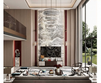 New Chinese Style A Living Room-ID:305176975