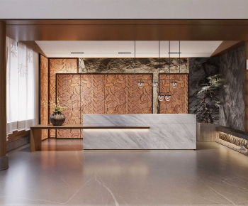 New Chinese Style Office Reception Desk-ID:389945984