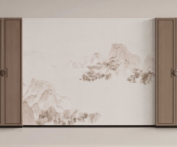 New Chinese Style TV Wall-ID:512279995