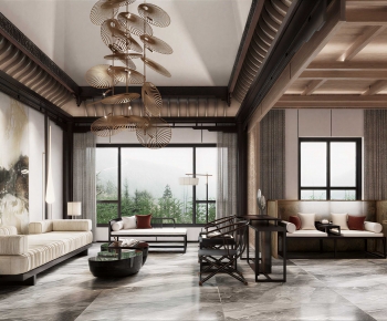 New Chinese Style A Living Room-ID:801808845
