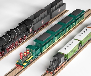 现代火车组合3D模型