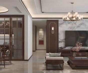 New Chinese Style A Living Room-ID:977082973