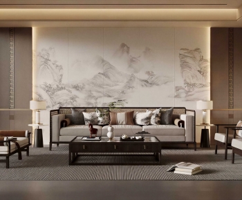 New Chinese Style A Living Room-ID:212327967