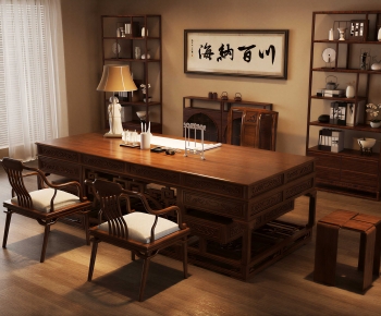 New Chinese Style Computer Desk And Chair-ID:411708124