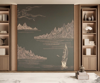 New Chinese Style TV Wall-ID:575265885