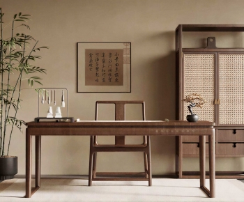 New Chinese Style Computer Desk And Chair-ID:621498114