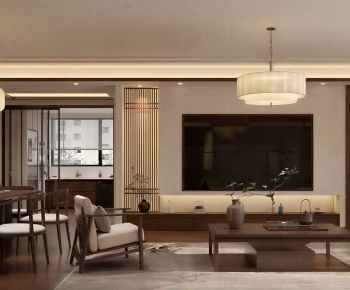 New Chinese Style A Living Room-ID:733807098