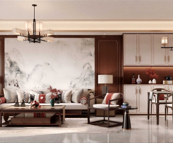 New Chinese Style A Living Room-ID:995706086