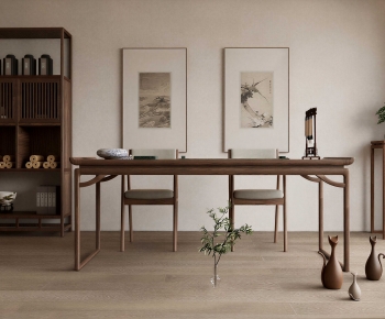 New Chinese Style Computer Desk And Chair-ID:563863043