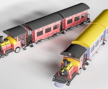 现代观光小火车组合3D模型