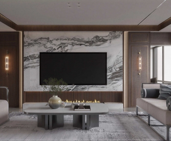 New Chinese Style A Living Room-ID:733639962