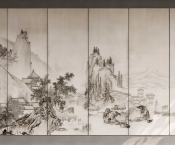 New Chinese Style TV Wall-ID:238910911