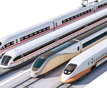 现代高铁磁悬浮列车组合3D模型