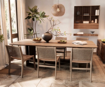 Wabi-sabi Style Dining Table And Chairs-ID:665952925