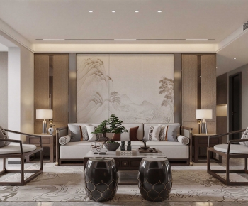 New Chinese Style A Living Room-ID:923443083