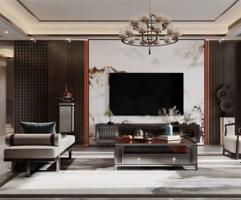 New Chinese Style A Living Room-ID:666951899