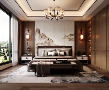 New Chinese Style Bedroom-ID:132129292