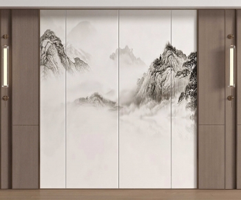 New Chinese Style TV Wall-ID:286484001