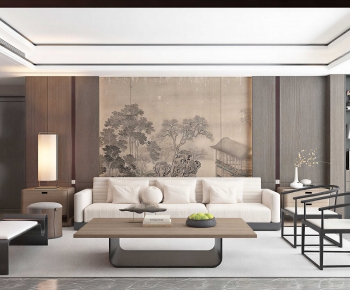 New Chinese Style A Living Room-ID:974736932