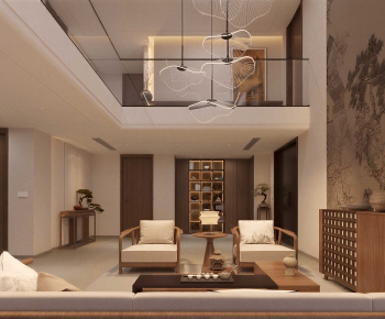 New Chinese Style A Living Room-ID:643208039