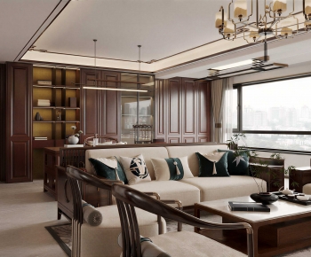 New Chinese Style A Living Room-ID:923922069