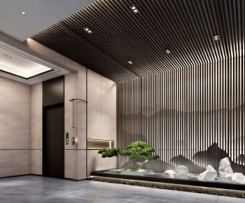 New Chinese Style Office Elevator Hall-ID:597697026