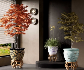 New Chinese Style Ground Green Plant Potted Plants-ID:504904999