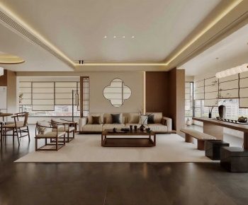 New Chinese Style A Living Room-ID:667855985