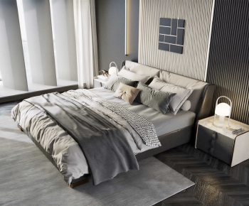 Modern Double Bed-ID:312947994