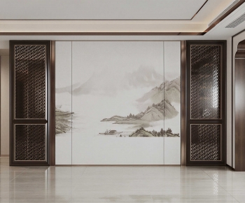 New Chinese Style TV Wall-ID:850974086