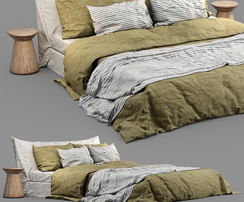 Wabi-sabi Style Double Bed-ID:994940044