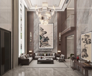 New Chinese Style A Living Room-ID:676827913