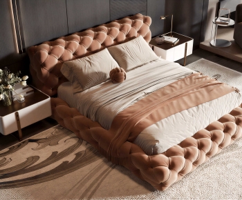 Simple European Style Double Bed-ID:656636954