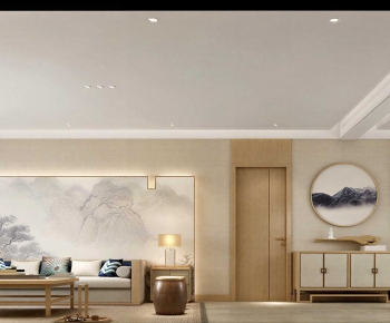 New Chinese Style A Living Room-ID:493490776