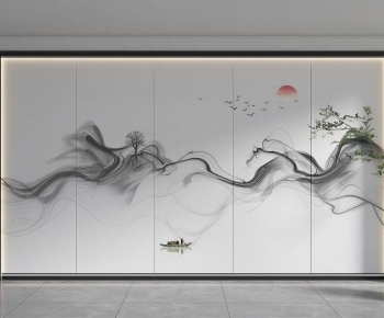 New Chinese Style TV Wall-ID:802978046