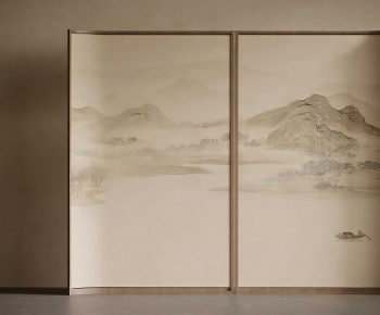 New Chinese Style TV Wall-ID:711256986