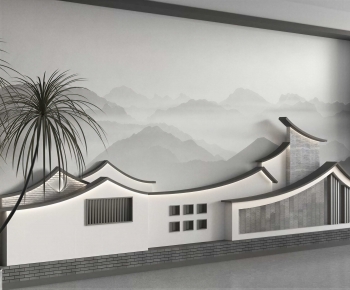 New Chinese Style TV Wall-ID:859133015