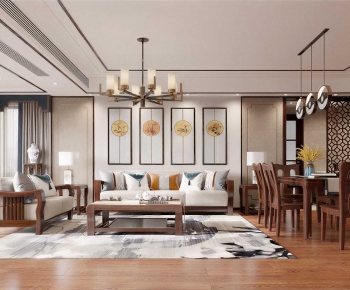 New Chinese Style A Living Room-ID:626773125